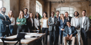 Corporate portrait of a multigenerational working team with multiracial and disabled members - Group photo of colleagues standing in the office in co-working space - business lifestyle concept. - Strategic Decision-Making for Senior Managers