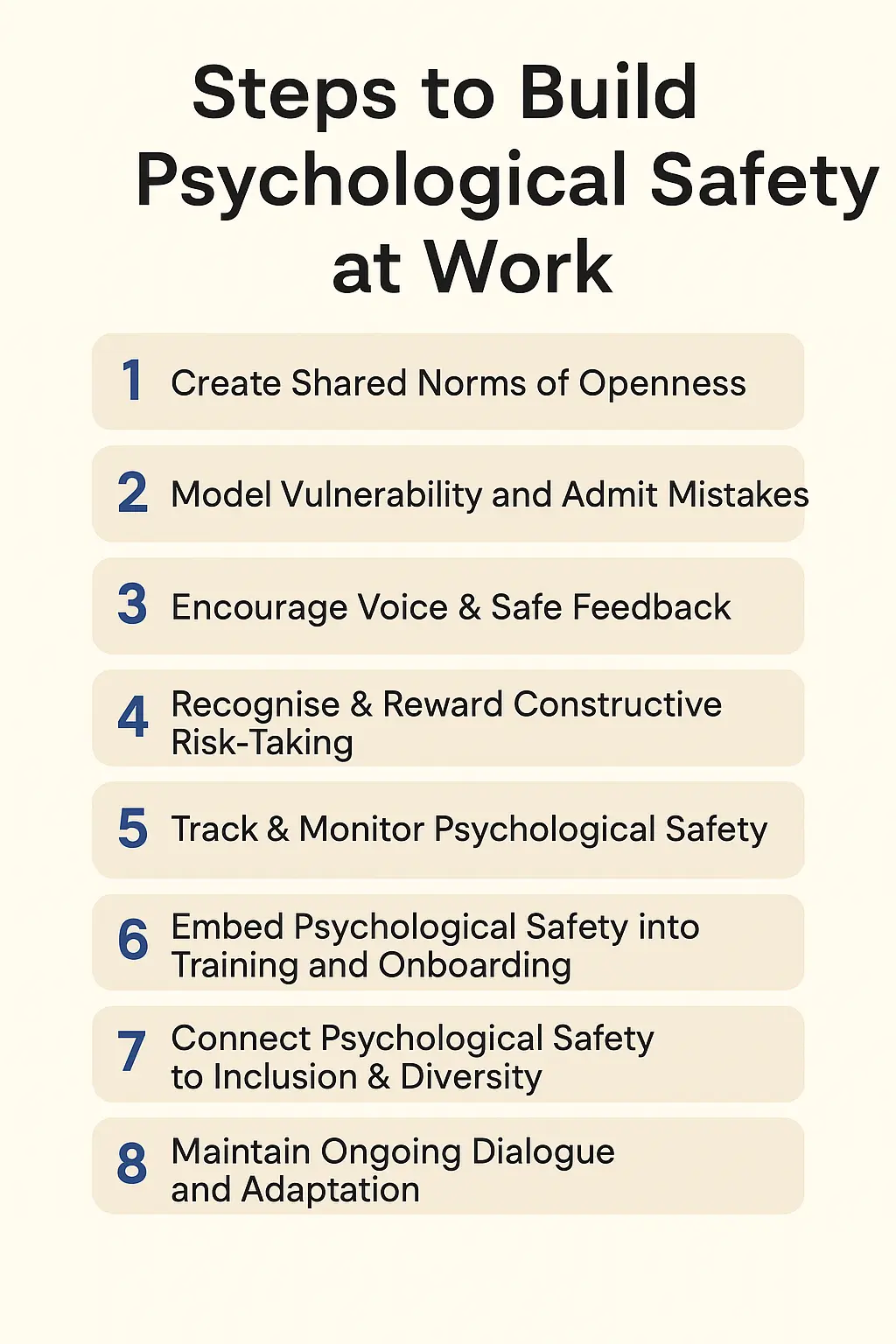 Steps to Build Psychological Safety at Work