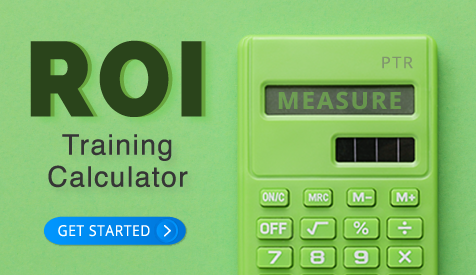 Green calculator showing ROI calculations for training metrics.