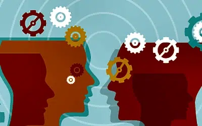 Managing Organizational Change and Ambiguity with Confidence 3 Two profiles with gears illustrating shared thinking and change