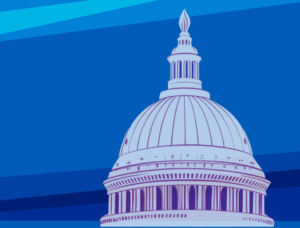 U.S. Capitol dome on blue background