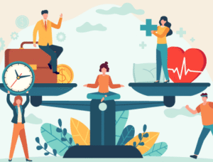 Balancing work and health priorities visually.