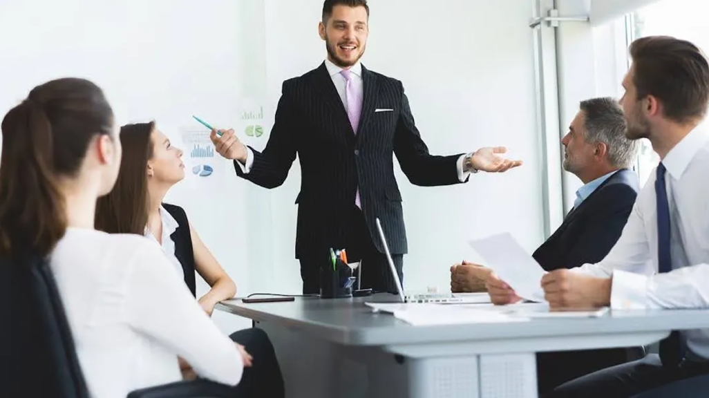 Business meeting with engaged participants.