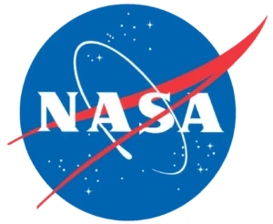 NASA logo with blue background and stars