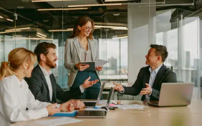 Corporate group training session for employee goal setting and achievement