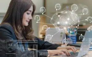 Business professionals using artificial intelligence tools training course