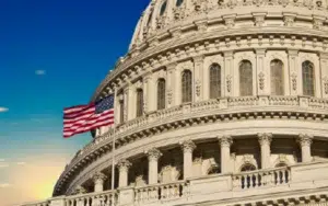 U.S. Capitol building with flag
