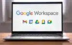 Laptop displaying Google Workspace logo